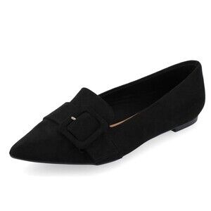 Journee Collection Womens 9 M Black Audrey Faux Suede Slip On Flats NIB ZJ8